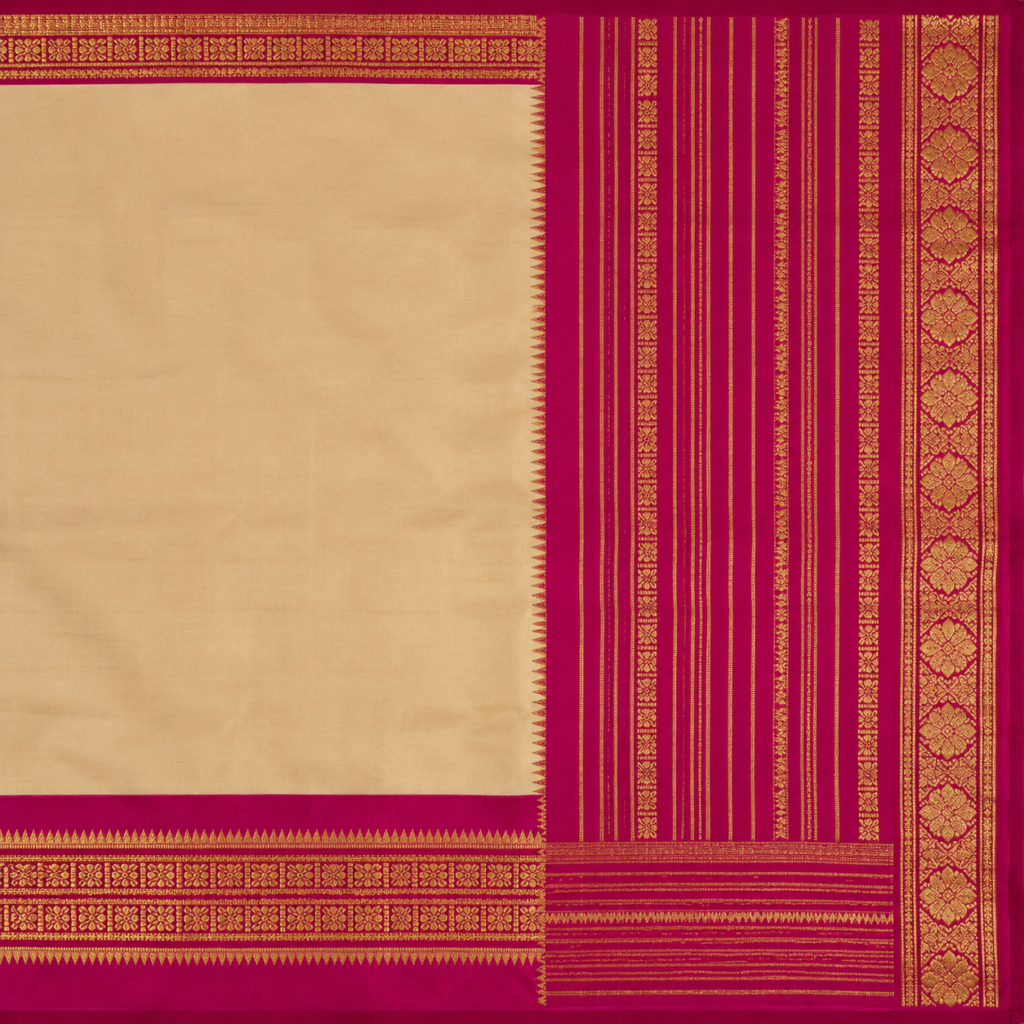 Premium Pure Mysore Silk Saree with Elegant Traditional Golden Zari Border