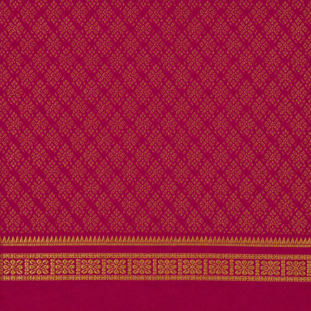 Premium Pure Mysore Silk Saree with Elegant Traditional Golden Zari Border