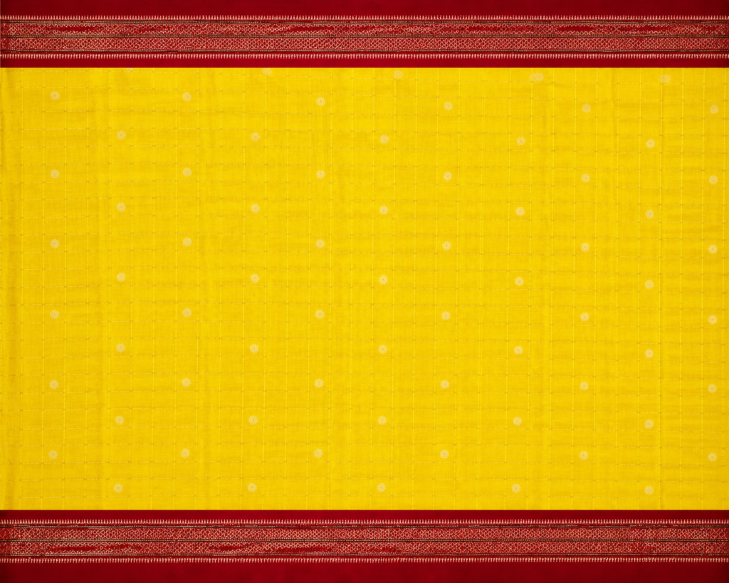 Lemon Yellow Gadwal Jari Butta Ilkal Silk Saree with Chikki Paras Border