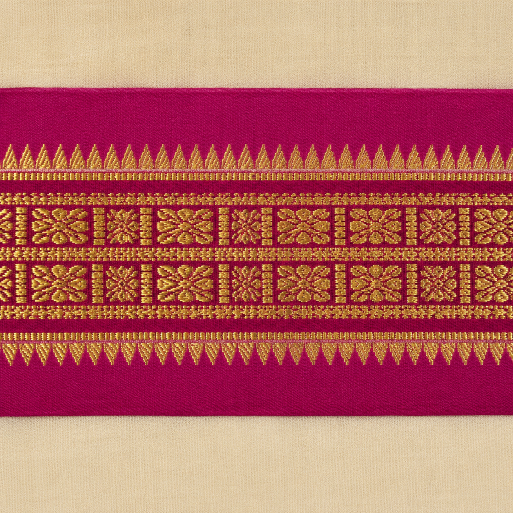 Premium Pure Mysore Silk Saree with Elegant Traditional Golden Zari Border
