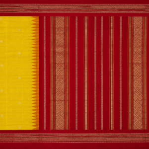 Lemon Yellow Gadwal Jari Butta Ilkal Silk Saree with Chikki Paras Border - Image 3