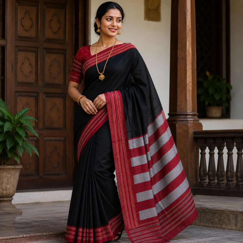 Ilkal Saree with Gomi Border: Timeless Handloom Elegance